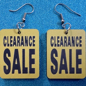Pendientes con letrero de venta de liquidación: Letreros acrílicos cortados con láser, Compras, Tienda, Letrero negro y amarillo, Descuento, Los mejores regalos para ella/él/ellos