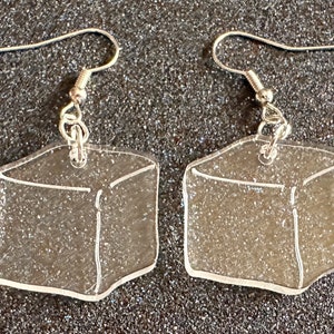 Ice Cube Earrings: Laser Cut Acrylic Ice Cubes, Cold, Iced, Frozen Water, Freezing, Summer, Cool Down, Chill Out, Gifts for Her/Him/Them