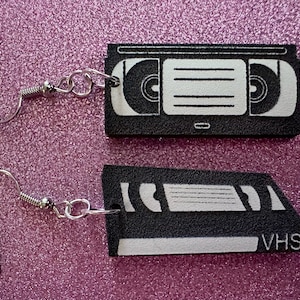 VHS Earrings: Laser Cut Acrylic Video Tape Earrings, Retro Tapes, Movies, 90s, 80s, Old School, Movie Night, Best Gifts for Her/Him/Them