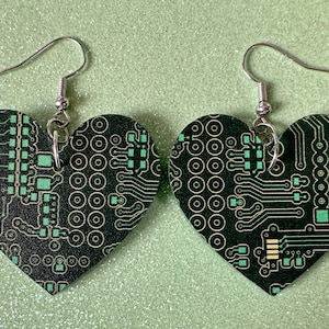 Computer Chip Earrings: Laser Cut Acrylic Tech Earrings, Techy, Green Computer Parts, Electronic Circuit, IC, Best Gifts for Her/Him/Them