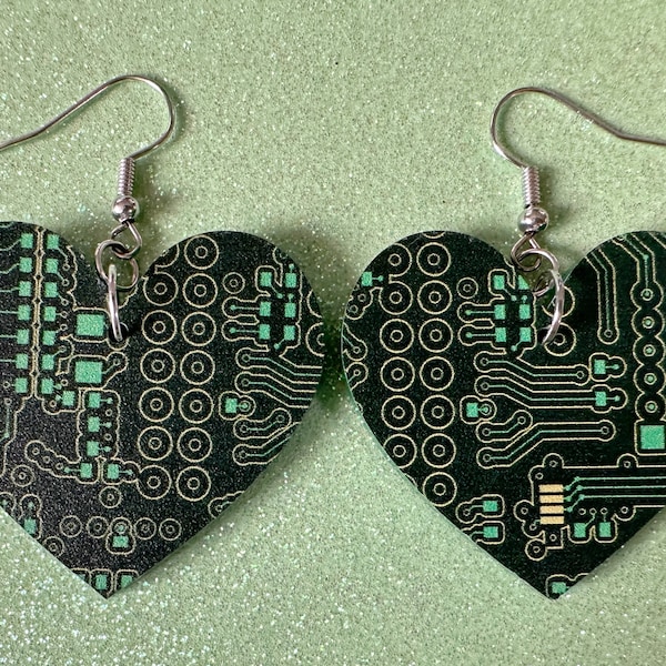 Computer Chip Earrings: Laser Cut Acrylic Tech Earrings, Techy, Green Computer Parts, Electronic Circuit, IC, Best Gifts for Her/Him/Them