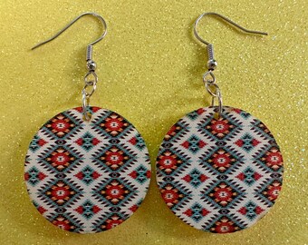 Aztec Design Earrings: Laser Cut Acrylic Earrings, Travel, Pattern, Culture, Cultural, Colorful, Design, Unique, Best Gifts for Her/Him/Them