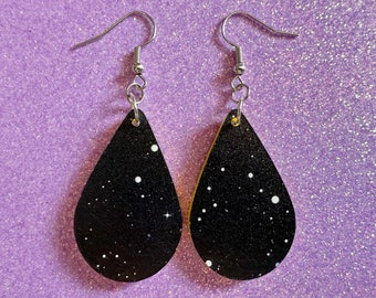 Night Sky Earrings: Laser Cut Acrylic Space Earrings, Astronomy, Stars, Planets, Astrology, NASA, Nebula, Magic, Best Gifts for Her/Him/Them