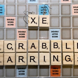 LIQUIDACIÓN: Pendientes de fichas de Scrabble (madera): Juego, Noche de juegos, Palabras, Lectura, Los mejores regalos para ella/él/ellos