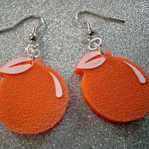 Orange Earrings: Laser Cut Acrylic Oranges, Fruit, Citrus, Oranges, Food Earrings, Sliced Oranges, Best Gifts for Her/Him/Them