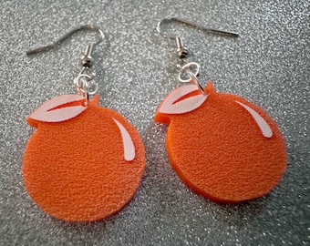 Orange Earrings: Laser Cut Acrylic Oranges, Fruit, Citrus, Oranges, Food Earrings, Sliced Oranges, Best Gifts for Her/Him/Them