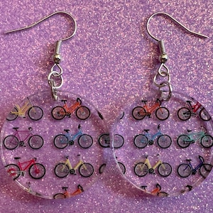 Bicycle Earrings: Laser Cut Acrylic Bicycles, Cycling, Bike Ride, Travel, Biking, Eco Friendly, Sports, Hobby, Best Gifts for Her/Him/Them