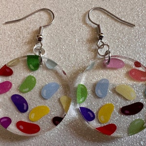 Jelly Bean Earrings: Laser Cut Acrylic Jelly Beans in Jars, Candy, Sweet, Dessert, Novelty Earrings, Rainbow, Best Gifts for Her/Him/Them