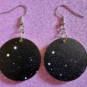 Night Sky Earrings: Laser Cut Acrylic Space Earrings, Astronomy, Stars, Planets, Astrology, NASA, Nebula, Magic, Best Gifts for Her/Him/Them