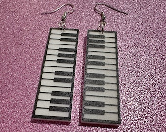 Piano Earrings: Laser Cut Acrylic Pianos, Keyboards, Music, Musical, Musician, Octave, Keys, Play, Instrument, Best Gifts for Her/Him/Them