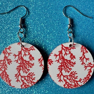 Faux Coral Earrings: Laser Cut Acrylic Red Coral Reef, Ocean, Diving, Tropical, Underwater, Aquarium, Marine, Best Gifts for Her/Him/Them