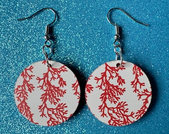 Faux Koralle Ohrringe: Laser geschnittenes rotes Acrylkorallenriff, Ozean, Tauchen, Tropisch, Unterwasser, Aquarium, Marine, beste Geschenke für Sie / Ihn / Sie