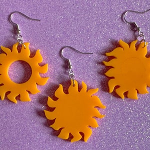Sun Earrings: Laser Cut Acrylic Suns, Sunshine, Hot Weather, Good Weather, Warm Climate, Gifts for Her/Him/Them