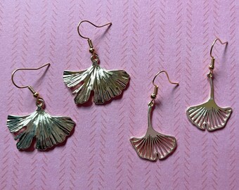 Ginkgo Leaf Earrings: Nature, Leaves, Green, Botany, Plants, Gifts for Her/Him/Them