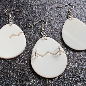 Egg Earrings: Laser Cut Acrylic Eggs, Cracked Eggs, Hatching Eggs, Bird Egg, Food Earrings, Best Gifts for Her/Him/Them