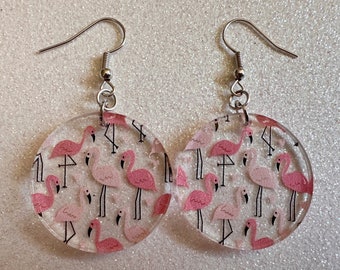 Flamingo Earrings: Laser Cut Acrylic Flamingos, Think Pink, Flamboyant, Animals, Birds, Feathers, Zoology, Best Gifts for Her/Him/Them