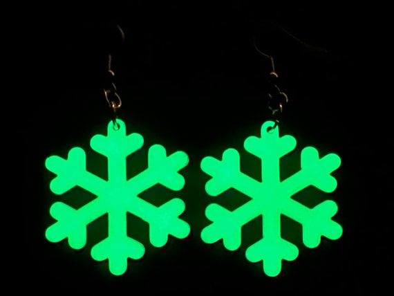 Snowflake Earrings: Laser Cut Acrylic Snowflakes, Stormy Weather