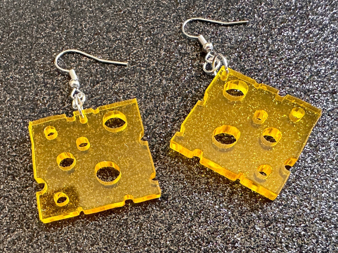 Cheese Slice Earrings: Laser Cut Acrylic Cheese, Dairy, Cow, Swiss Cheese, Slices, Food Earrings, Gifts for Her/him/them - Etsy