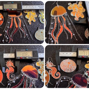 Ocean Creature Earrings: Laser Cut Acrylic Octopuses, Sea Urchins, Horses, Fish, Sea Dragons, Starfishes, Jellyfish, Gifts for Her/Him/Them image 9