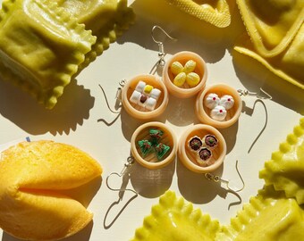 CLEARANCE - Chinese Dumpling Earrings: Asian Food Earrings, Dumplings, Best Gifts for Her/Him/Them