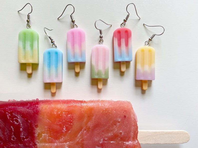 Ice Cream Earrings Pop Popsicle Frozen Fruit Dessert Etsy