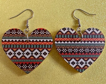Aztec Design Earrings: Laser Cut Acrylic Earrings, Travel, Pattern, Culture, Cultural, Colorful, Design, Unique, Best Gifts for Her/Him/Them