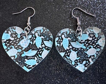 Turtle Earrings: Laser Cut Acrylic Turtles, Ocean Animals, Sea Creatures, Aquatic, Sea Turtles, Save the Turtles, Gifts for Her/Him/Them