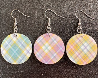 Cute Pastel Plaid Earrings: Laser Cut Acrylic Patterns, Pastels, Shapes, Flannel, Schoolgirl, Preppy, Gag Gift, Best Gifts for Her/Him/Them