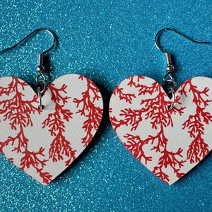 Faux Coral Earrings: Laser Cut Acrylic Red Coral Reef, Ocean, Diving, Tropical, Underwater, Aquarium, Marine, Best Gifts for Her/Him/Them