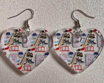 Hockey Earrings: Laser Cut Acrylic Earrings, Ice Skate, Ice Hockey, Goal, Ice Skating, Sports, Winter Sports, Best Gifts for Her/Him/Them