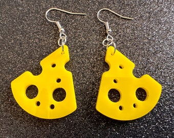 Cheese Slice Earrings: Laser Cut Acrylic Cheese, Dairy, Cow, Swiss Cheese, Slices, Food Earrings, Gifts for Her/Him/Them