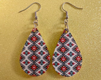 Aztec Design Earrings: Laser Cut Acrylic Earrings, Travel, Pattern, Culture, Cultural, Colorful, Design, Unique, Best Gifts for Her/Him/Them