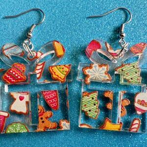 Christmas Present Earrings: Laser Cut Acrylic Presents, Xmas, X-mas, Christmas Cookies, Purple Gift, Present, Best Gifts for Her/Him/Them