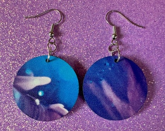 Jellyfish Earrings: Laser Cut Acrylic Jellyfish Design, Fish, Blue, Pink Jellyfish, Animals, Fish, Aquarium, Best Gifts for Her/Him/Them