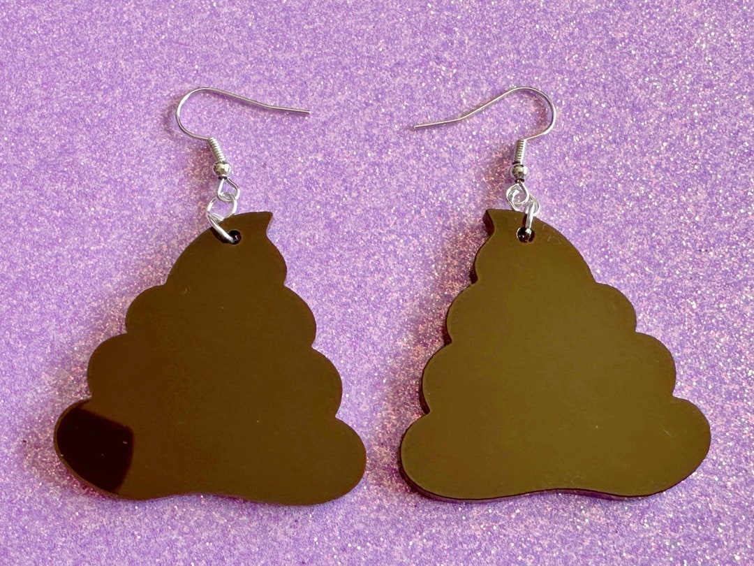 Poop Earrings: Dark Brown Laser Cut Acrylic Poops, Silly Brown Turds ...