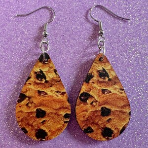 Chocolate Chip Cookie Earrings: Laser Cut Acrylic Cookies, Bakery, Snack, Dessert, Food Earrings, Biscuit, Best Gifts for Her/Him/Them