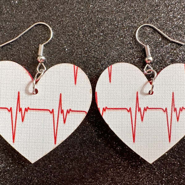 Heart Rate Chart Earrings: Laser Cut Acrylic Earrings, Medical Heart Health, Heart Zone, Nurse, Doctor, Syringe, Best Gifts for Her/Him/Them