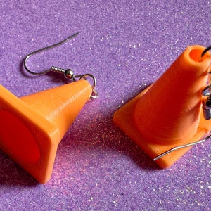 Traffic Cone Earrings: 3D Printed Traffic Cones, Car, Driving School, Road Trip, Gifts for Her/Him/Them