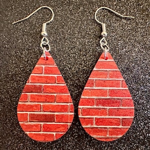 Red Brick Earrings: Laser Cut Acrylic Bricks, Brick Wall, Construction, Brick, Architecture, Building, Preppy, Best Gifts for Her/Him/Them