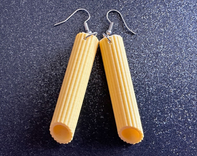 Pasta Earrings: 3D Printed Traffic Penne Pasta, Italian Food, Novelty Earrings, Tortiglioni, Pennete Rigate, Best Gifts for Her/Him/Them