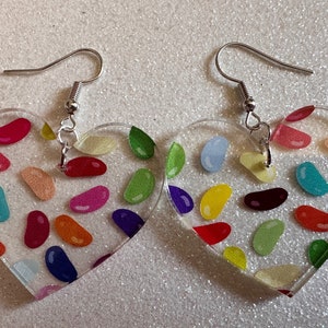 Jelly Bean Earrings: Laser Cut Acrylic Jelly Beans in Jars, Candy, Sweet, Dessert, Novelty Earrings, Rainbow, Best Gifts for Her/Him/Them