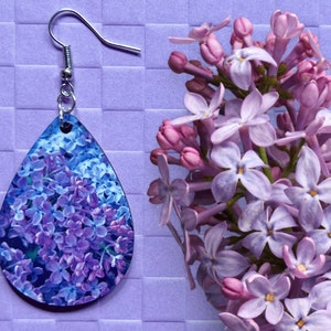 Lilac Earrings: Flower, Purple Earrings, Floral, Sublimated, Best Gifts for Her/Him/Them