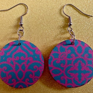Optical Illusion Earrings: Laser Cut Acrylic Earrings, Art, Pink & Blue Earrings, Symmetrical Pattern, Unique,  Best Gifts for Her/Him/Them