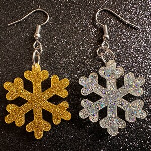 Glittery Snowflake Earrings: Laser Cut Acrylic Snowflakes, Purple Snow, Stormy Weather, Snowing, Snow Storm, Best Gifts for Her/Him/Them