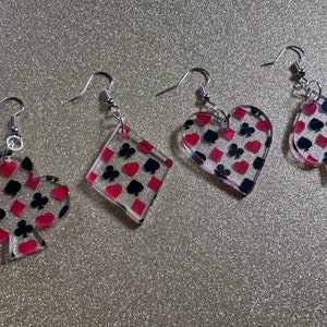 thumbnail image 2 of Playing Card Earrings King Queen Jack Heart Spades Heart 2 of 11