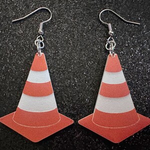 Traffic Cone Earrings: Laser Cut Acrylic Cones, Car, Driving School, Road Trip, Emergency, Emergencies, Best Gifts for Her/Him/Them