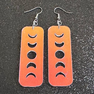 Iridescent Moon Phase Earrings: Laser Cut Acrylic Moons, Night Sky, Astrology, Astronomy, Magic, Spiritual, Best Gifts for Her/Him/Them