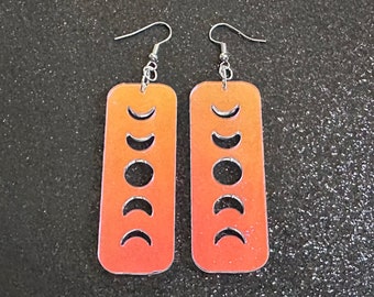 Iridescent Moon Phase Earrings: Laser Cut Acrylic Moons, Night Sky, Astrology, Astronomy, Magic, Spiritual, Best Gifts for Her/Him/Them