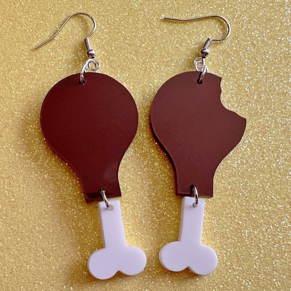 Turkey Leg Earrings: Thanksgiving, Holiday, Laser Cut Acrylic Turkeys, Give Thanks, Family, Friendsgiving, Chicken, Gifts for Her/Him/Them