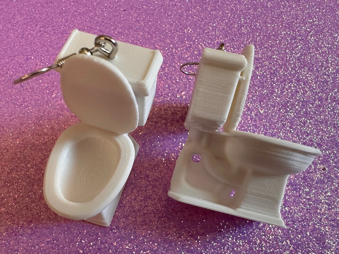 3d-printed Toilet Earrings: Bathroom, Loo, Restroom, Water Closet, WC ...